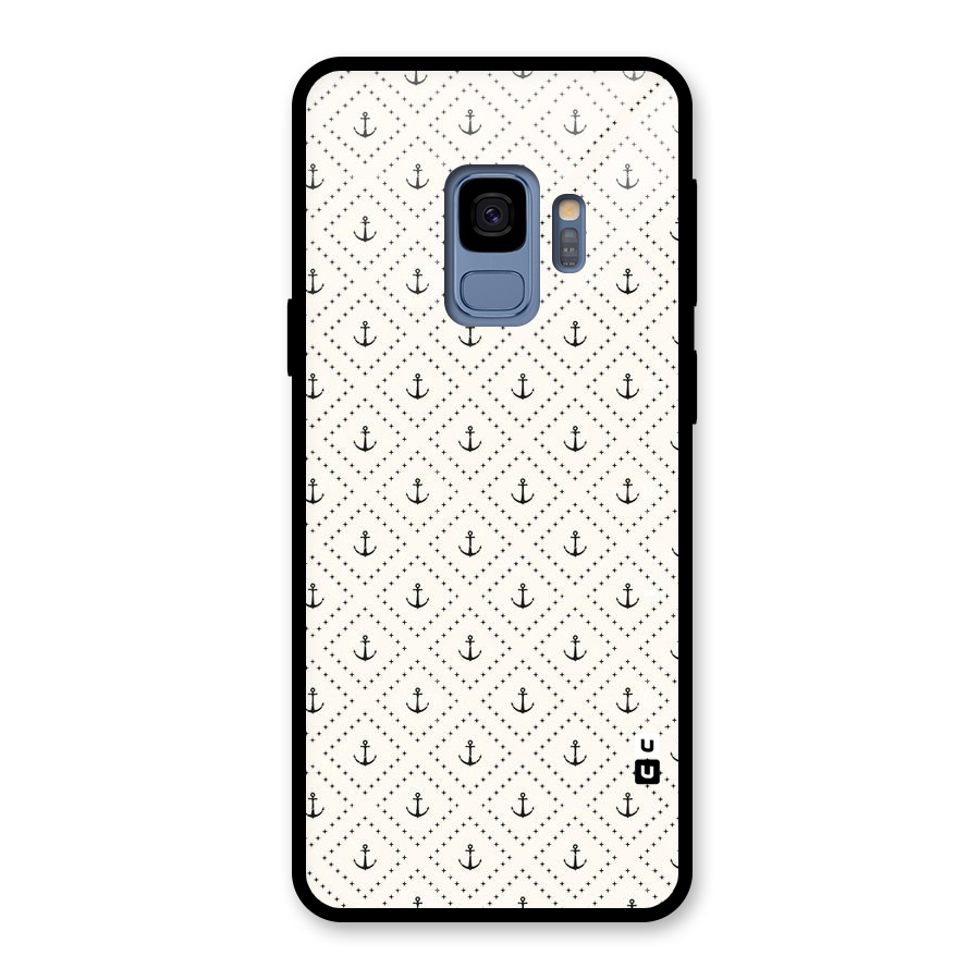 Diamond Anchor Design Glass Back Case for Galaxy S9