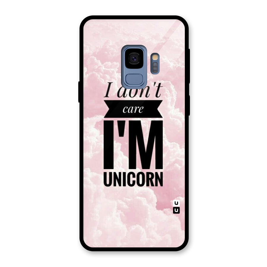 Dont Care Unicorn Glass Back Case for Galaxy S9