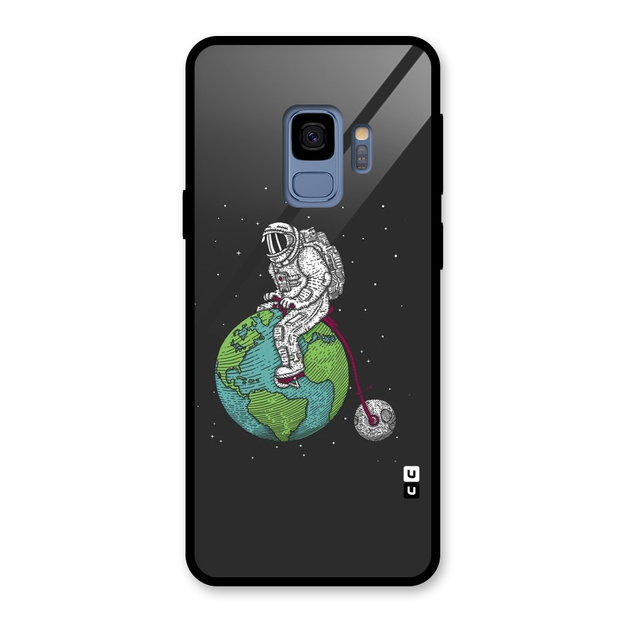 Earth Space Doodle Glass Back Case for Galaxy S9