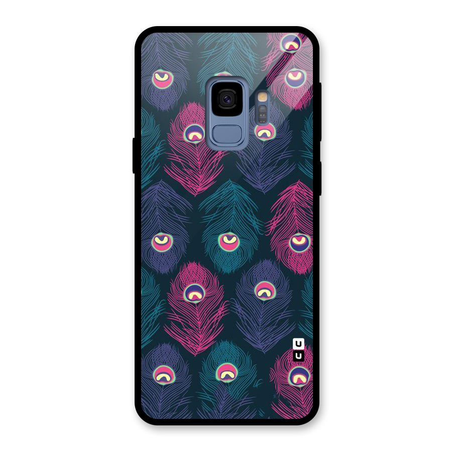Feathers Patterns Glass Back Case for Galaxy S9