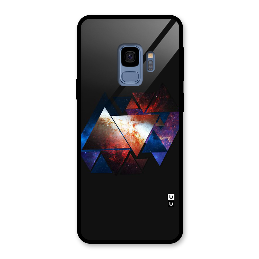 Fire Galaxy Triangles Glass Back Case for Galaxy S9