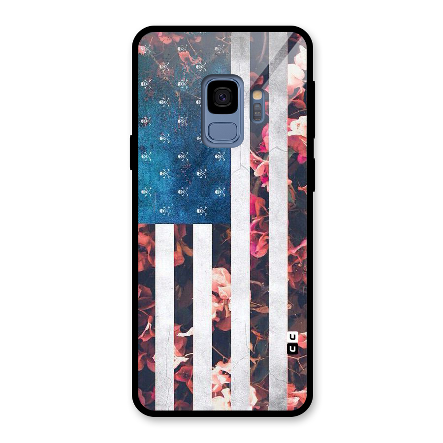 Flag Stripes Glass Back Case for Galaxy S9