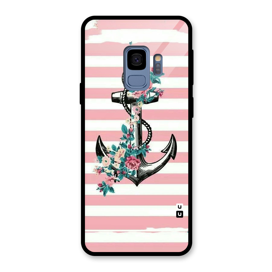 Floral Anchor Glass Back Case for Galaxy S9