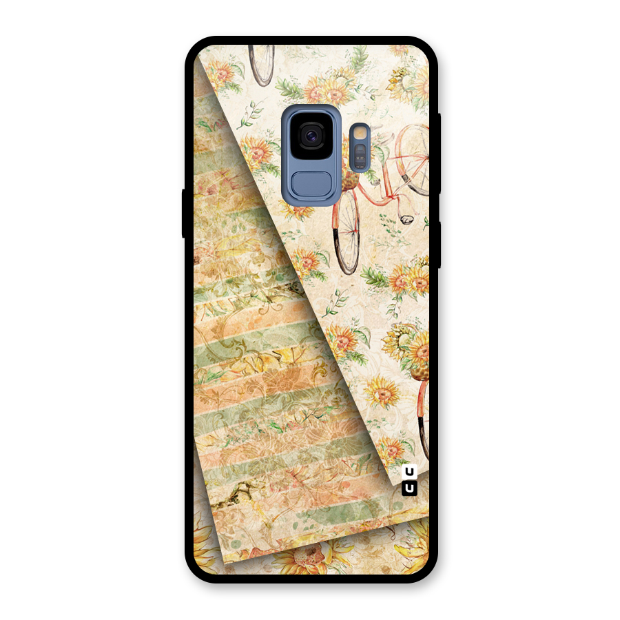 Floral Bicycle Glass Back Case for Galaxy S9