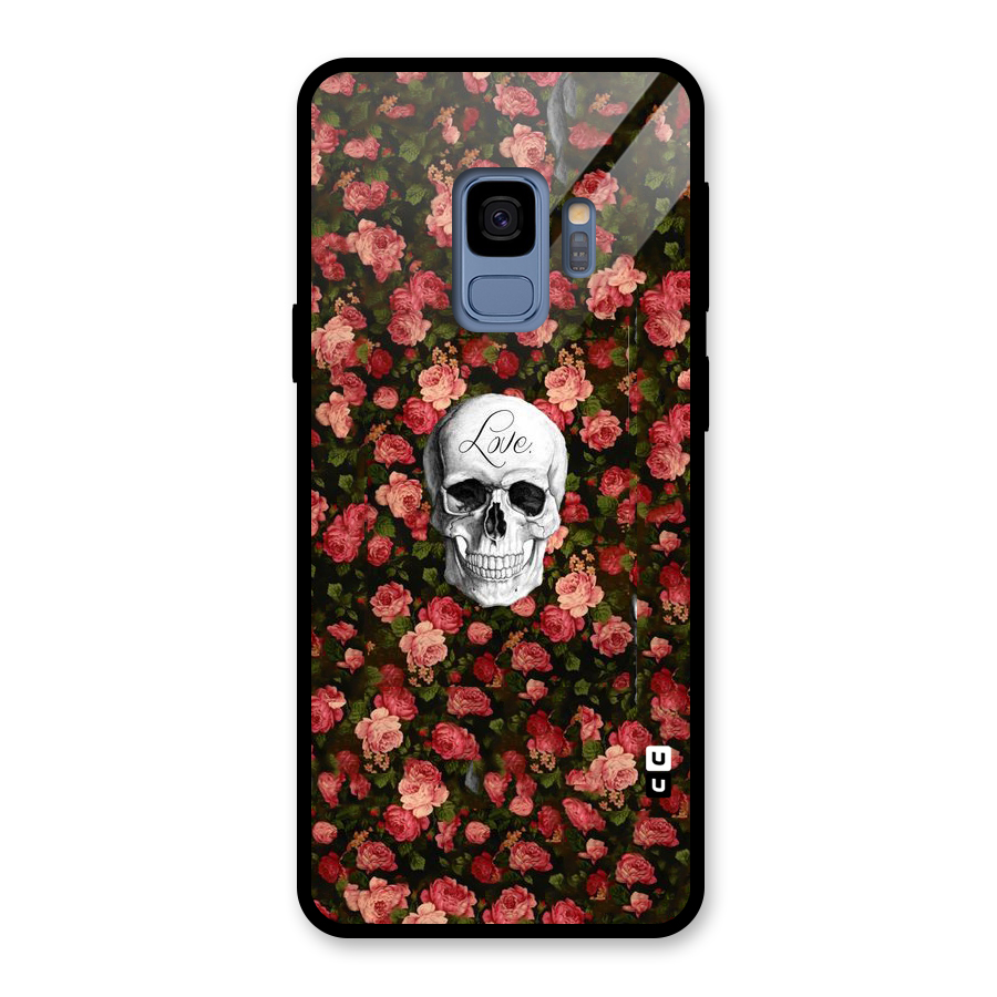 Floral Skull Love Glass Back Case for Galaxy S9