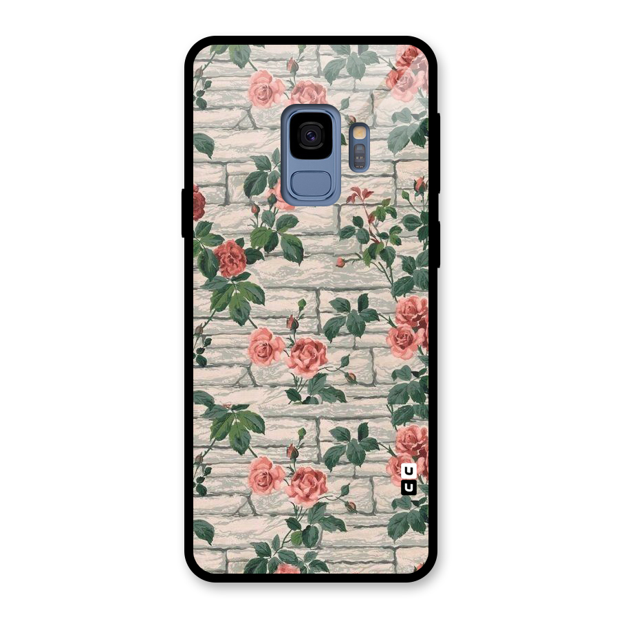 Floral Wall Design Glass Back Case for Galaxy S9