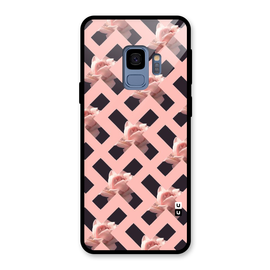 Floral X Design Glass Back Case for Galaxy S9