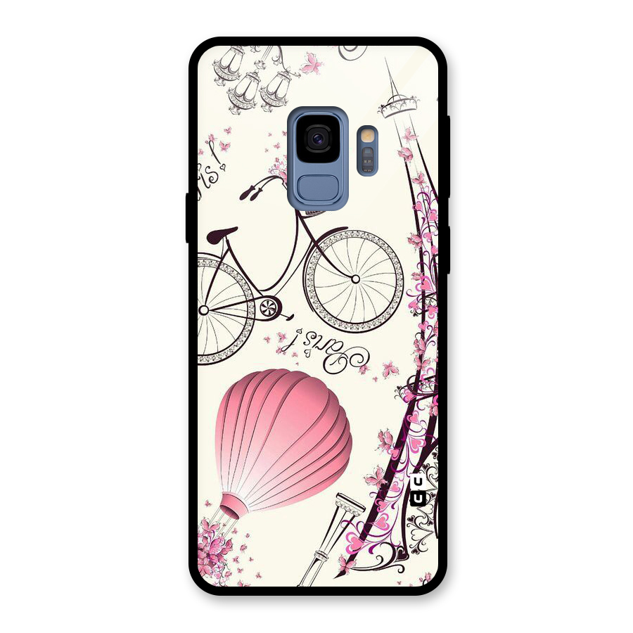 Flower Clipart Design Glass Back Case for Galaxy S9