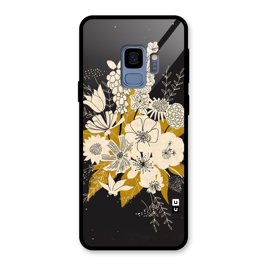 Flower Drawing Glass Back Case for Galaxy S9
