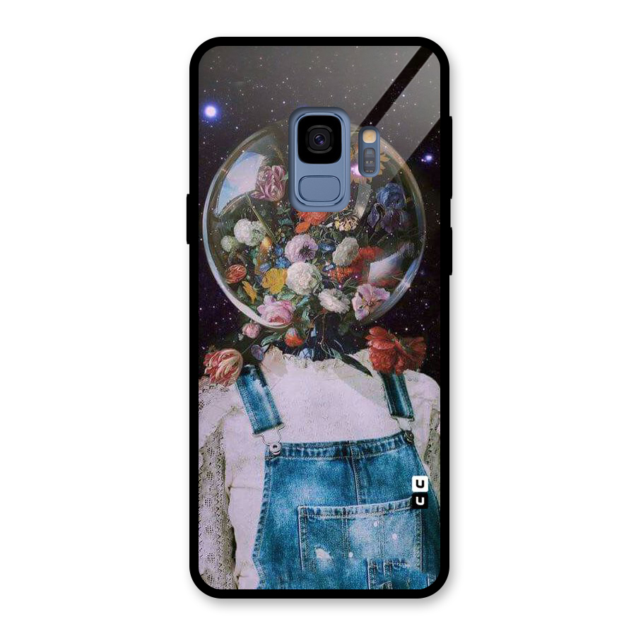 Flower Face Glass Back Case for Galaxy S9