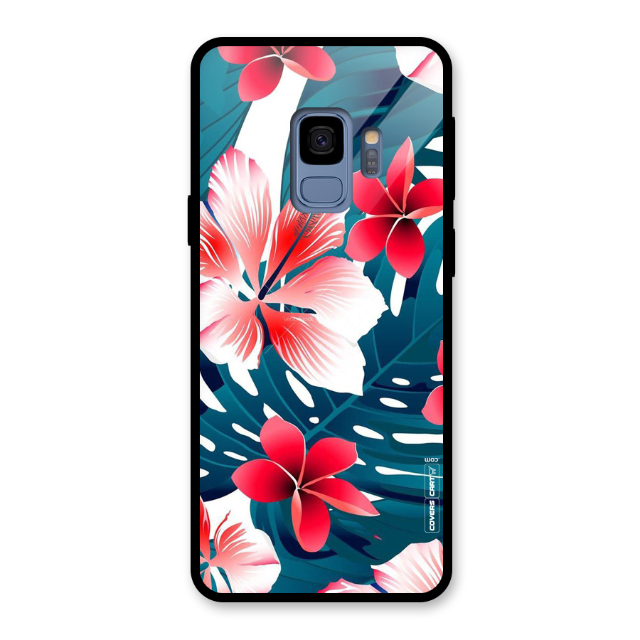 Flower design Glass Back Case for Galaxy S9