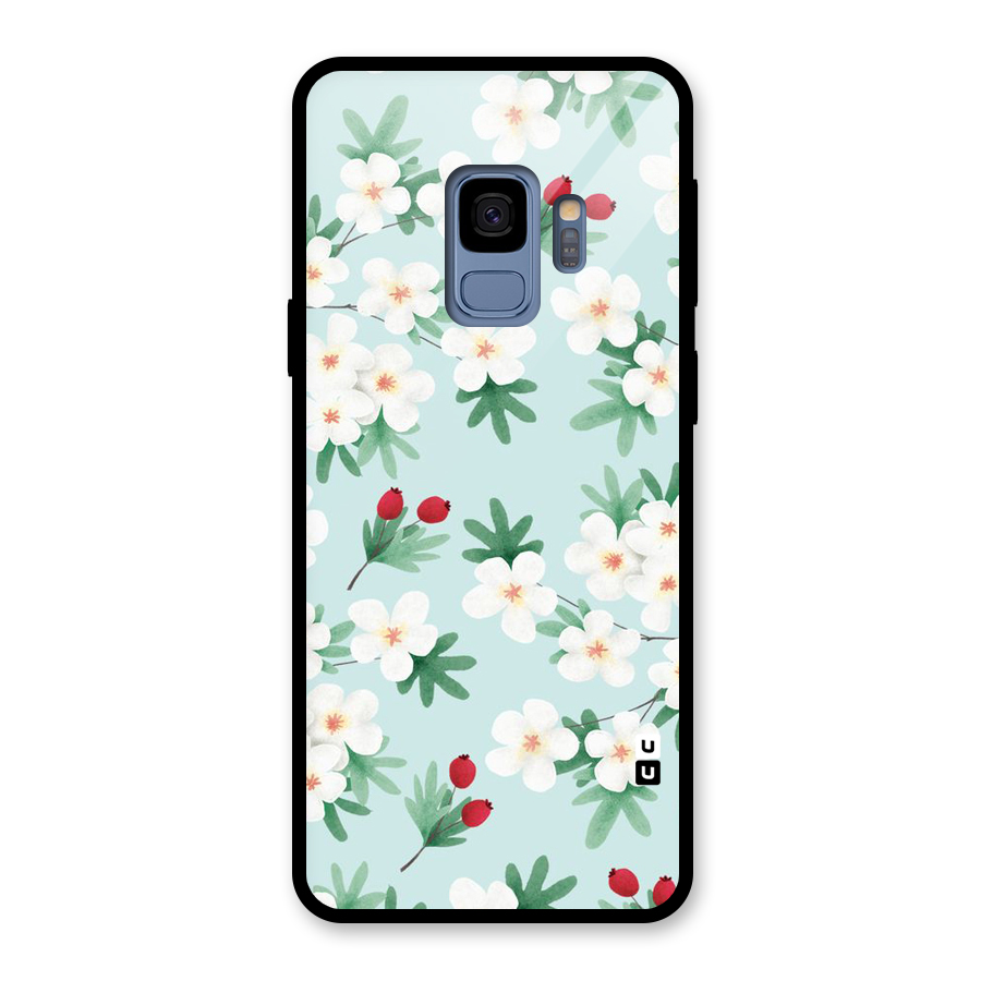 Flowers Pastel Glass Back Case for Galaxy S9