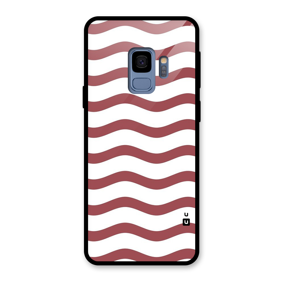 Flowing Stripes Red White Glass Back Case for Galaxy S9