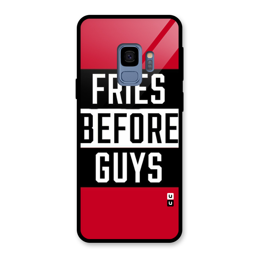 Fries Love Stripes Glass Back Case for Galaxy S9