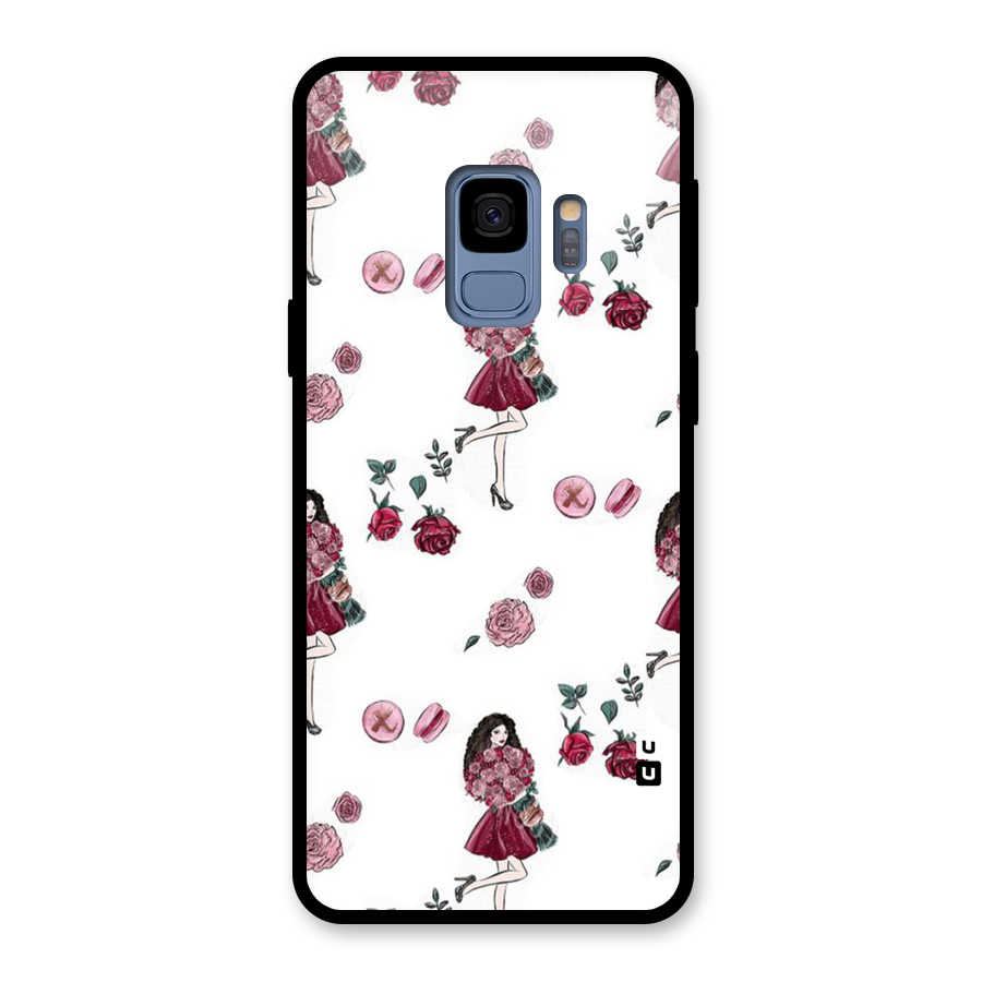 Girl With Flowers Glass Back Case for Galaxy S9