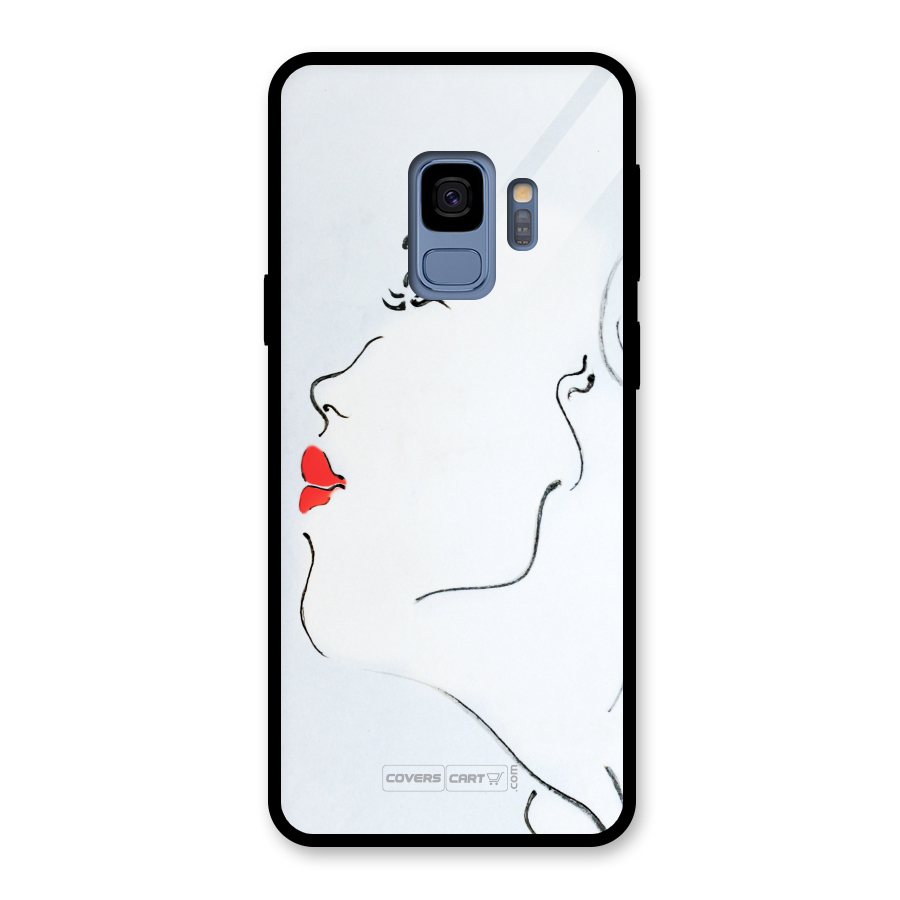 Girl in Red Lipstick Glass Back Case for Galaxy S9