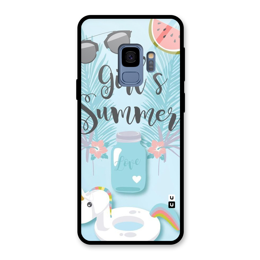Girls Summer Glass Back Case for Galaxy S9