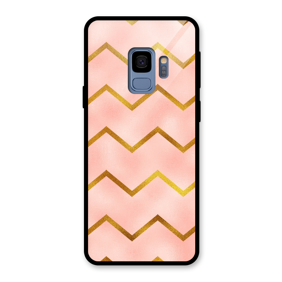 Gold Pink Pattern Glass Back Case for Galaxy S9