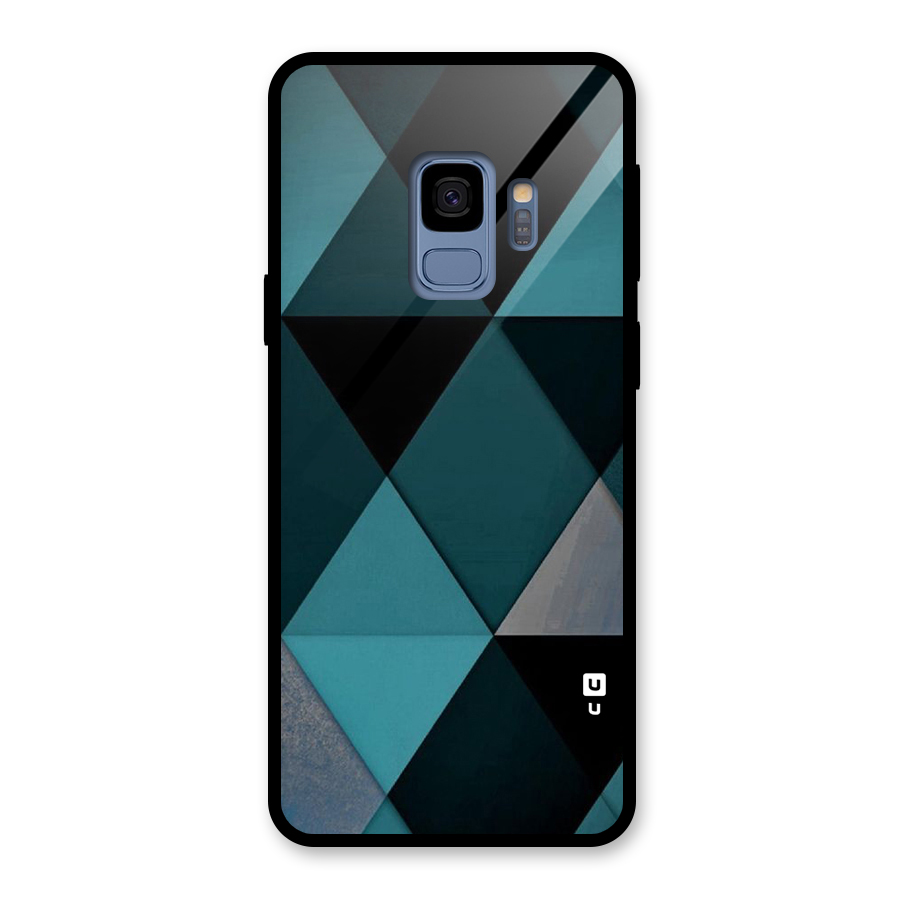 Green Black Shapes Glass Back Case for Galaxy S9