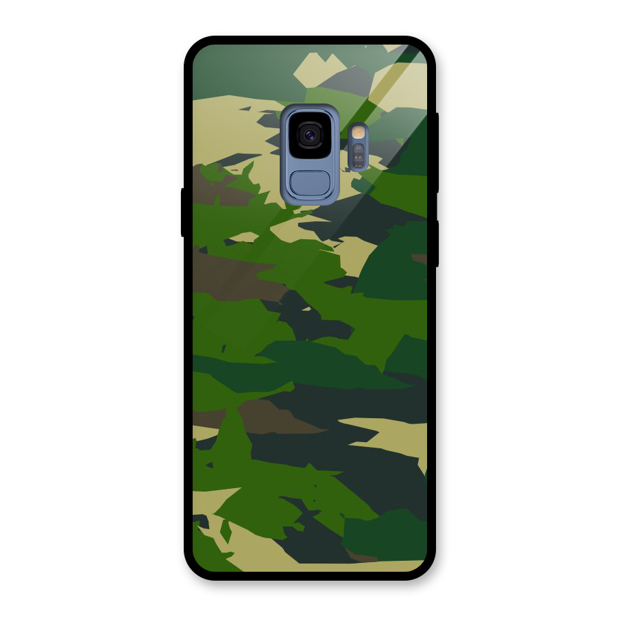 Green Camouflage Army Glass Back Case for Galaxy S9