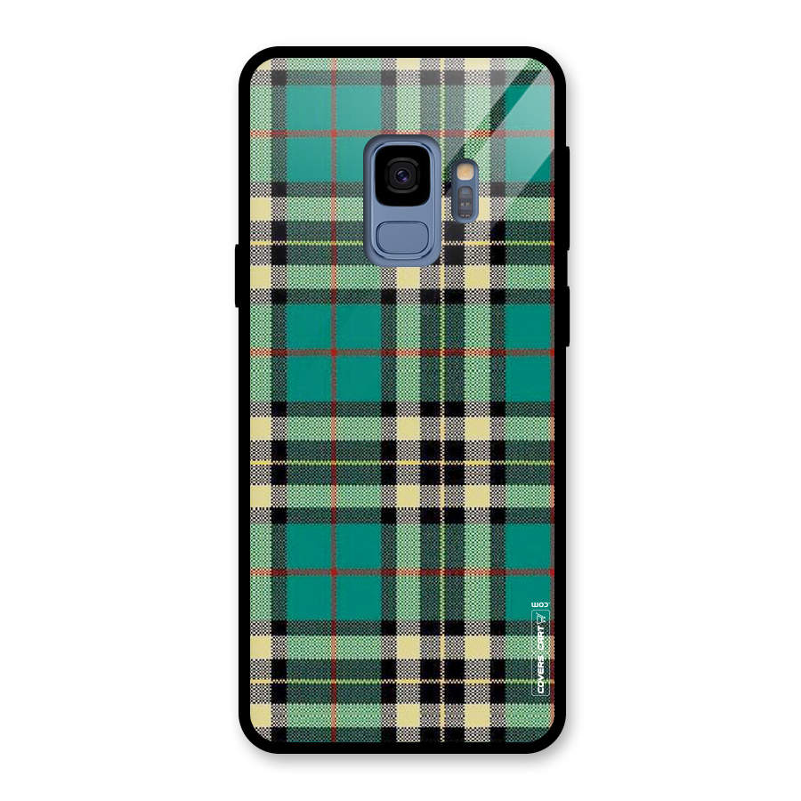 Green Check Glass Back Case for Galaxy S9