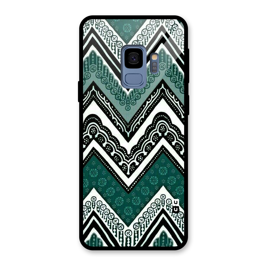 Green Chevron Glass Back Case for Galaxy S9