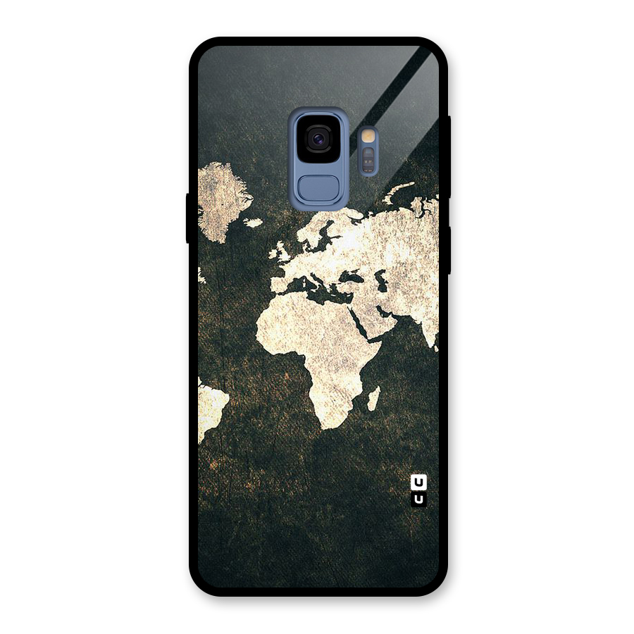 Green Gold Map Design Glass Back Case for Galaxy S9