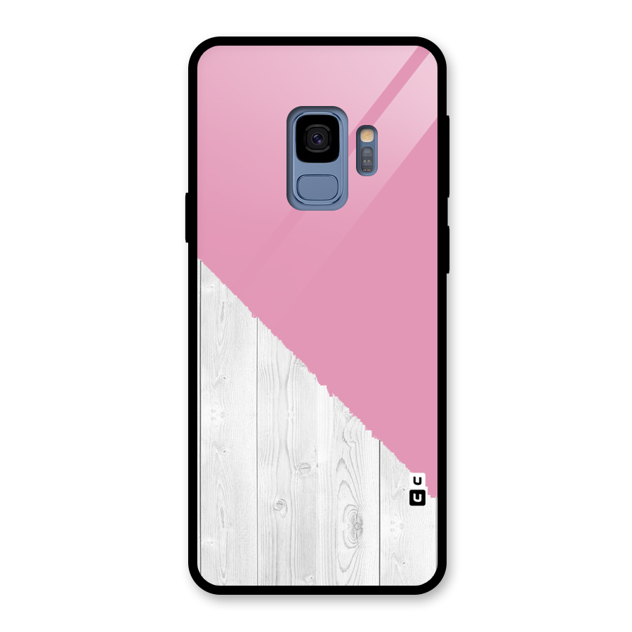Grey Pink Wooden Design Glass Back Case for Galaxy S9