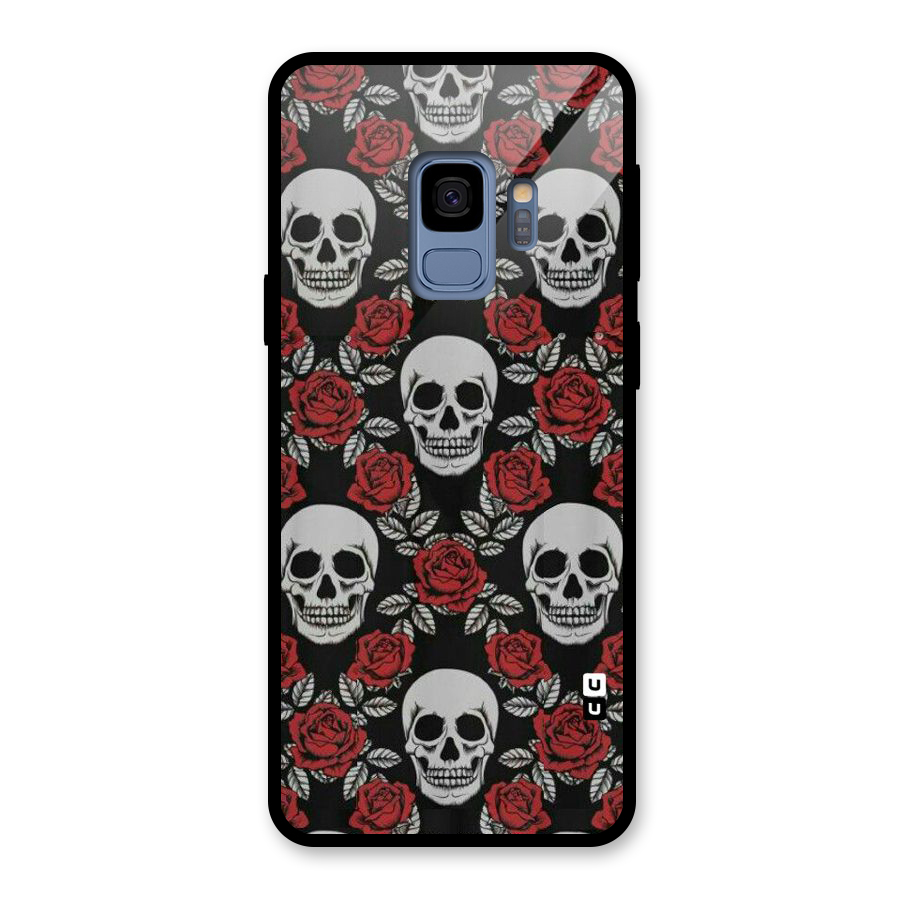 Grey Skulls Glass Back Case for Galaxy S9