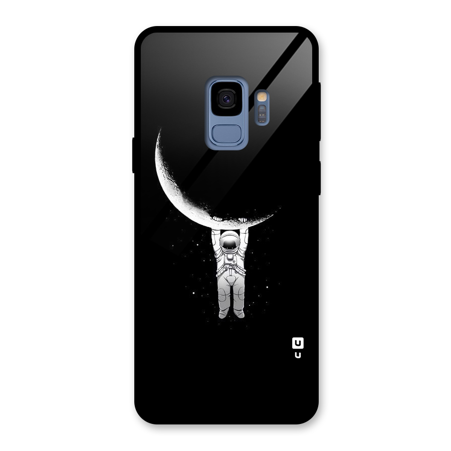 Hanging Astronaut Glass Back Case for Galaxy S9