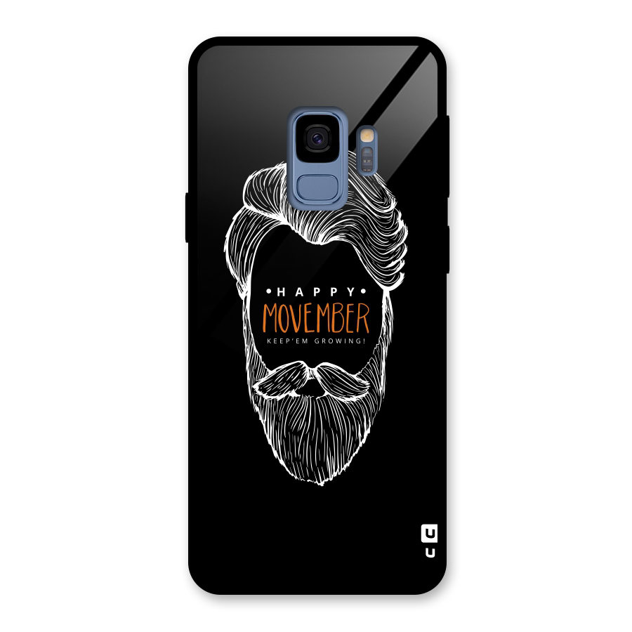 Happy Movember Black Glass Back Case for Galaxy S9