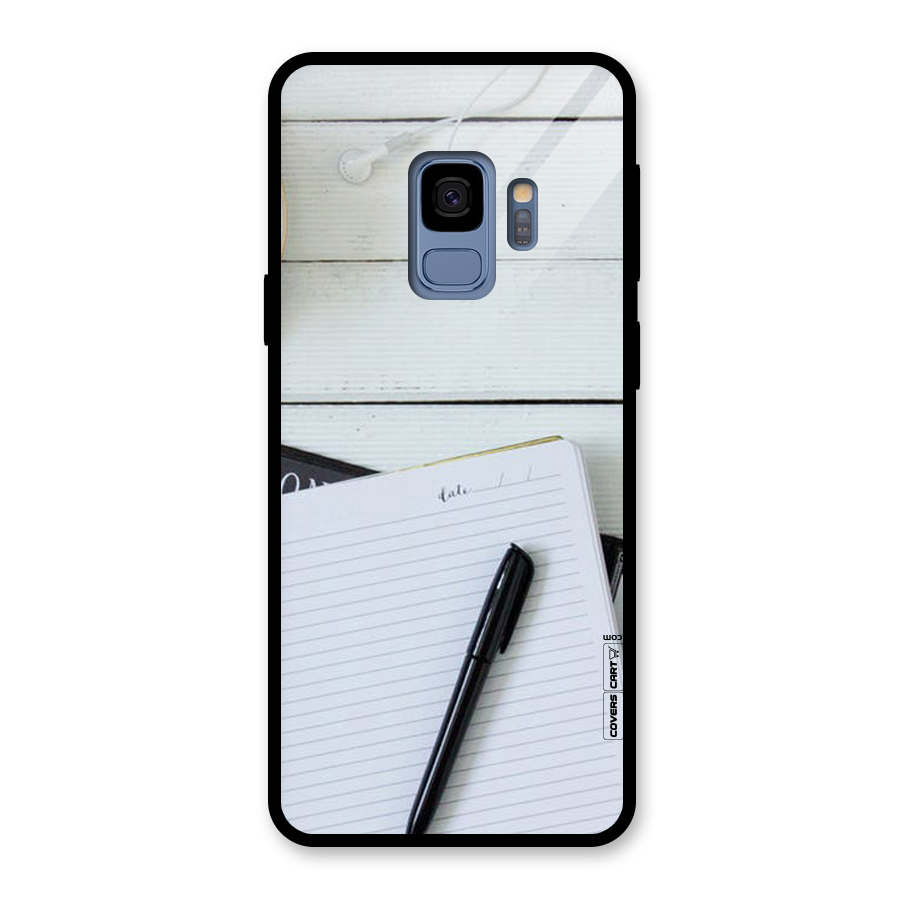Headphones Notes Glass Back Case for Galaxy S9