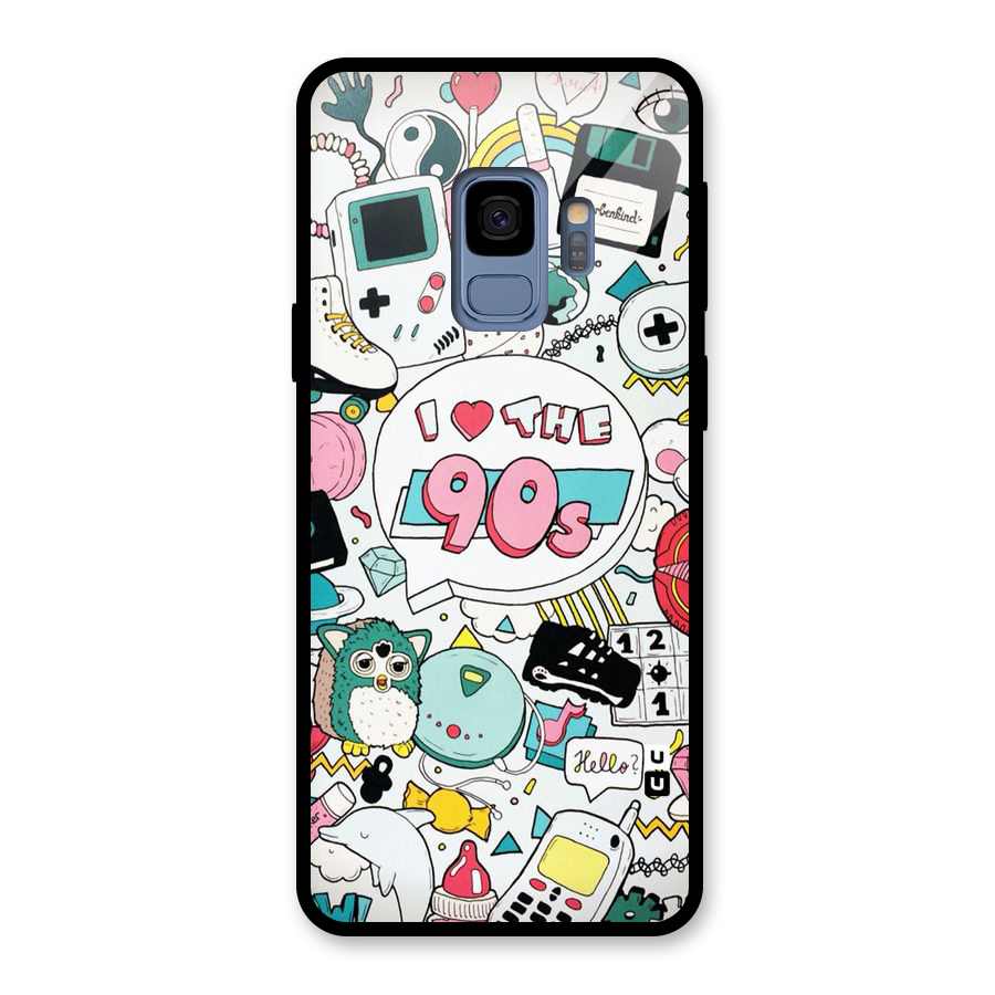 Heart 90s Glass Back Case for Galaxy S9