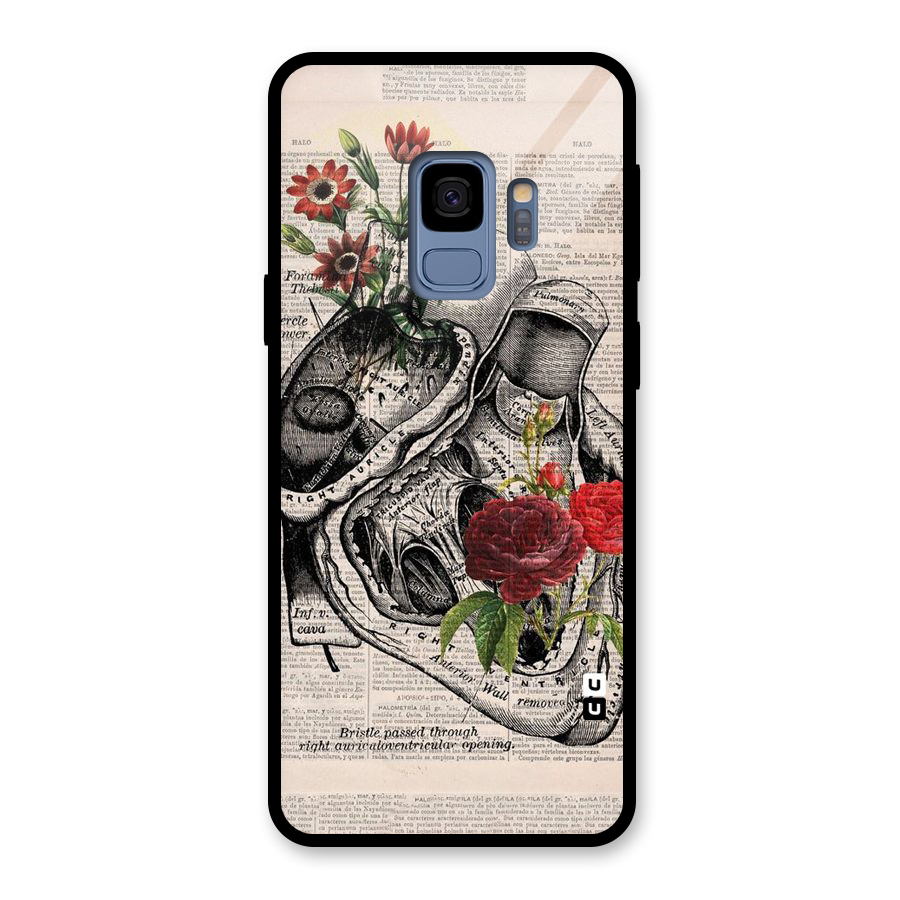 Heart Newspaper Glass Back Case for Galaxy S9