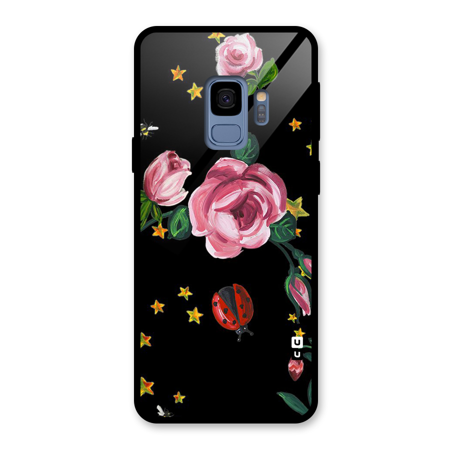 Ladybird And Floral Glass Back Case for Galaxy S9