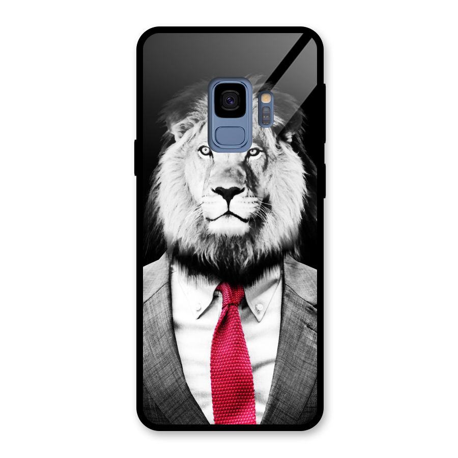 Lion with Red Tie Glass Back Case for Galaxy S9