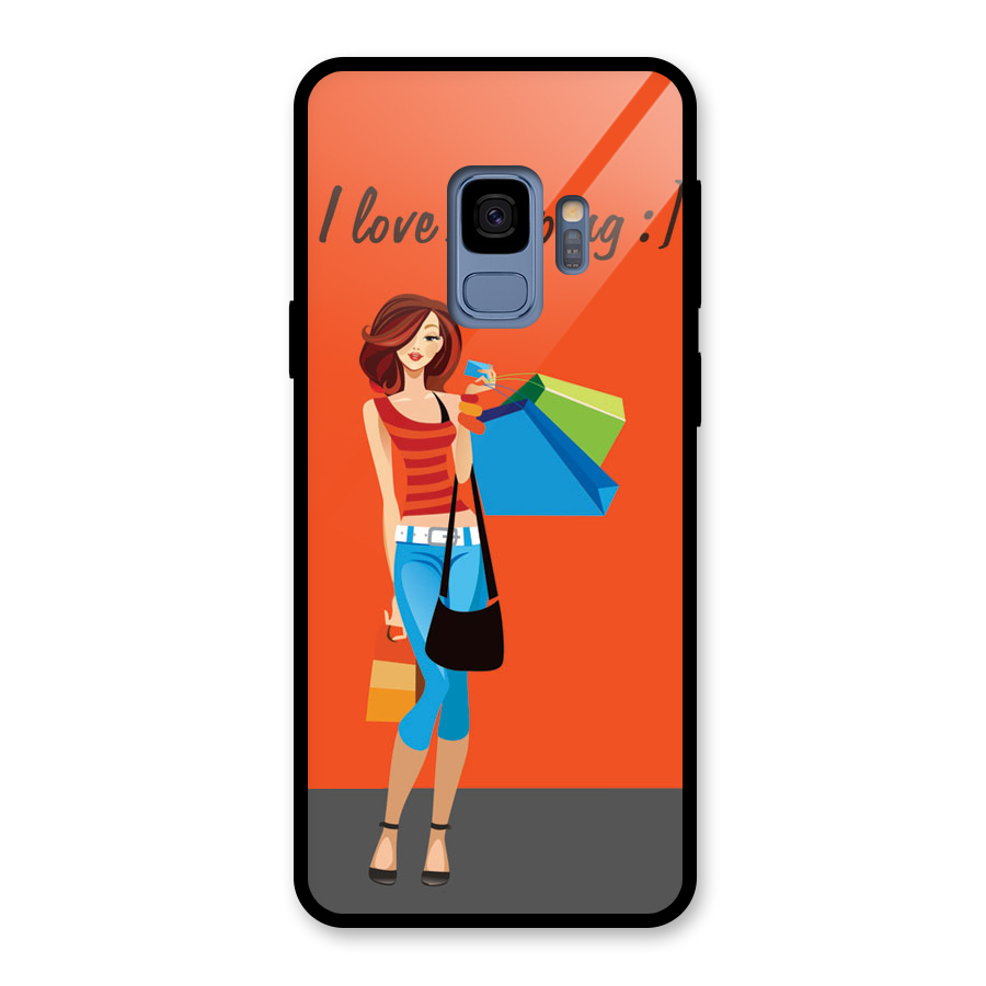 Love Shopping Classy Girl Glass Back Case for Galaxy S9