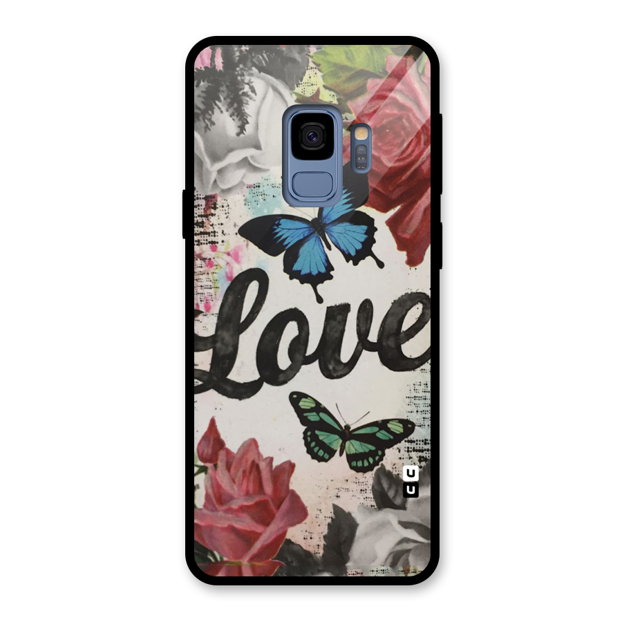Lovely Butterfly Love Glass Back Case for Galaxy S9