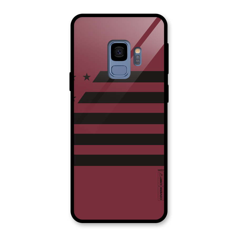 Maroon Star Striped Glass Back Case for Galaxy S9