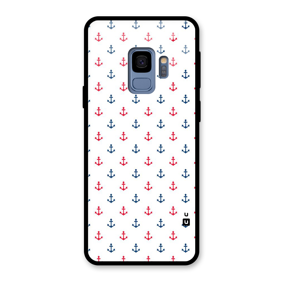 Minimal Anchor Pattern Glass Back Case for Galaxy S9