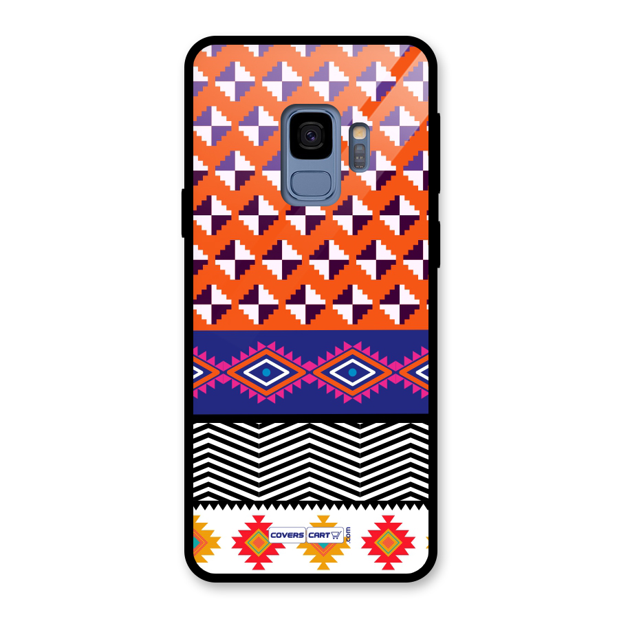 Mixed Pattern Aztec Glass Back Case for Galaxy S9