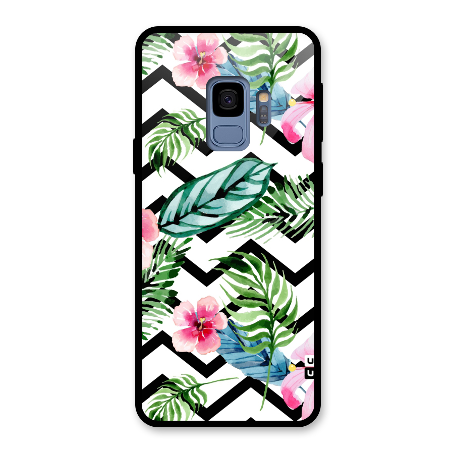 Modern Flowers Glass Back Case for Galaxy S9