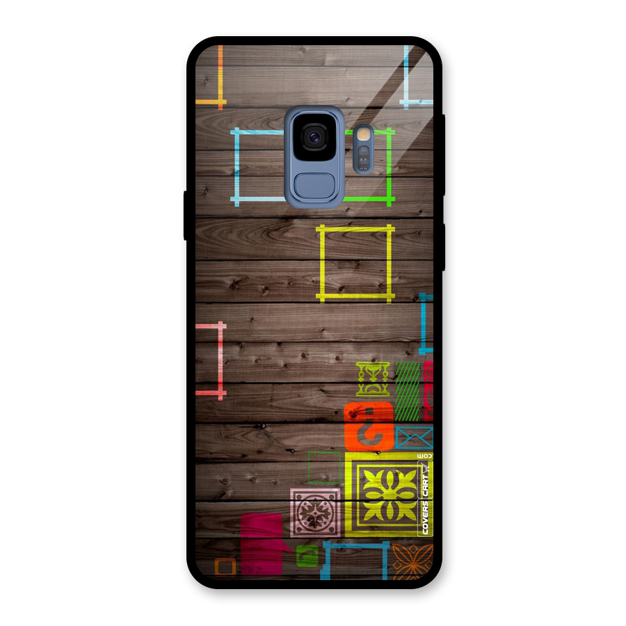 Multicolor Frame Design Glass Back Case for Galaxy S9