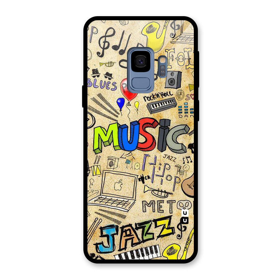 Music Pattern Glass Back Case for Galaxy S9
