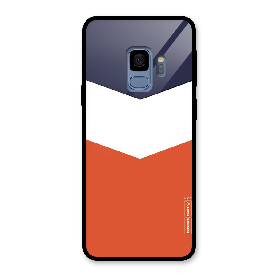 Navy Blue White Orange Arrow Glass Back Case for Galaxy S9