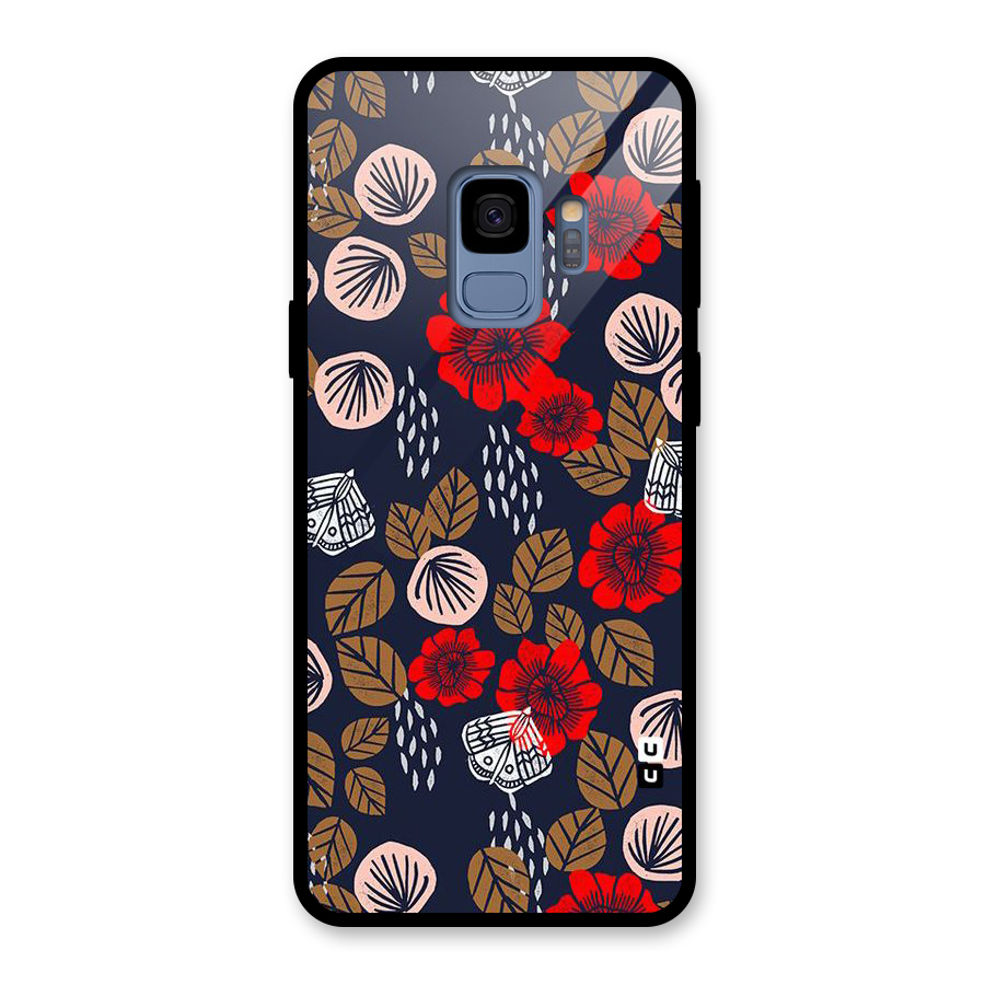 Orange Flora Glass Back Case for Galaxy S9