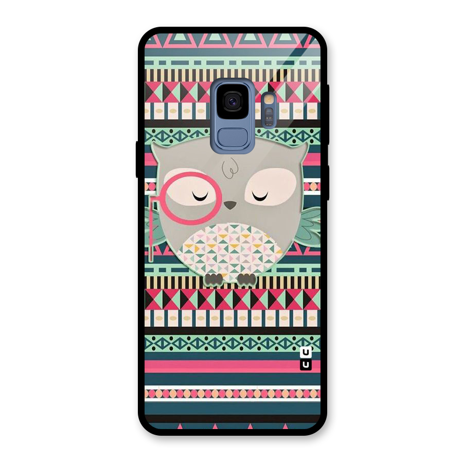 Owl Cute Pattern Glass Back Case for Galaxy S9