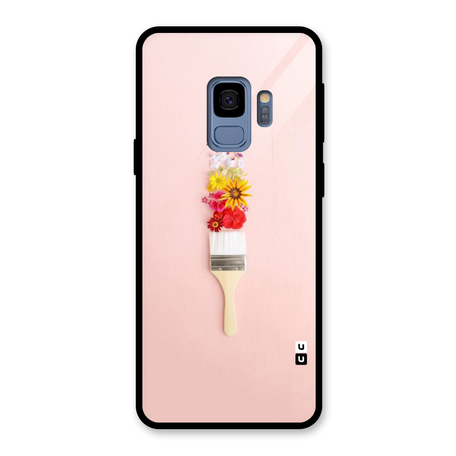 Painted Flowers Glass Back Case for Galaxy S9