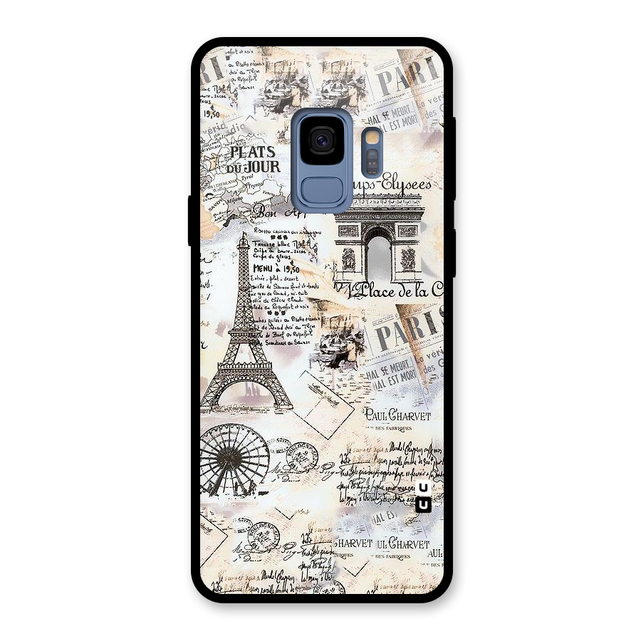 Paris Paper Glass Back Case for Galaxy S9