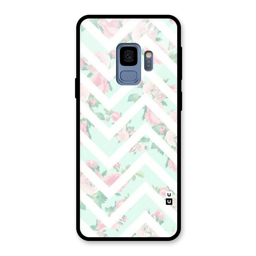 Pastel Floral Zig Zag Glass Back Case for Galaxy S9